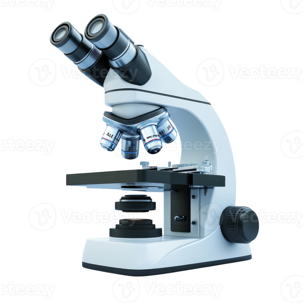 Microscope 3D Model White Background on transparent background. png
