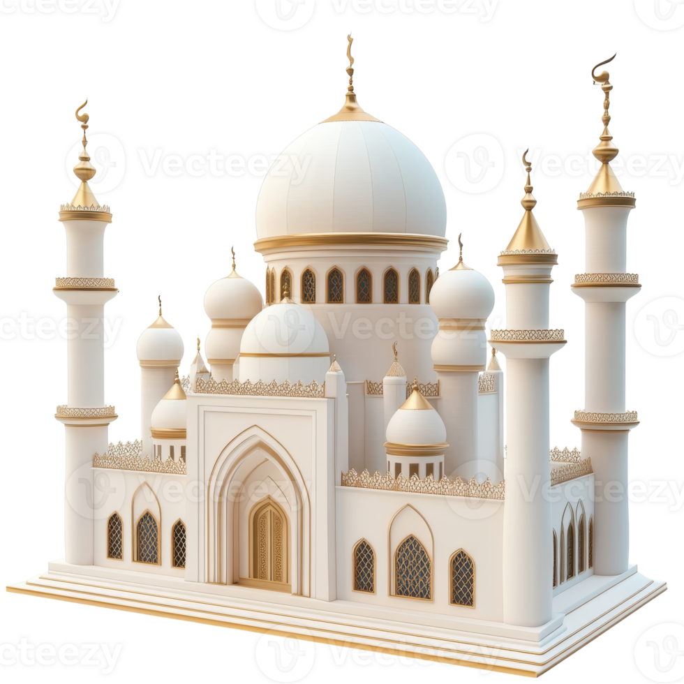 Mosque 3D Model White Background on transparent background. png