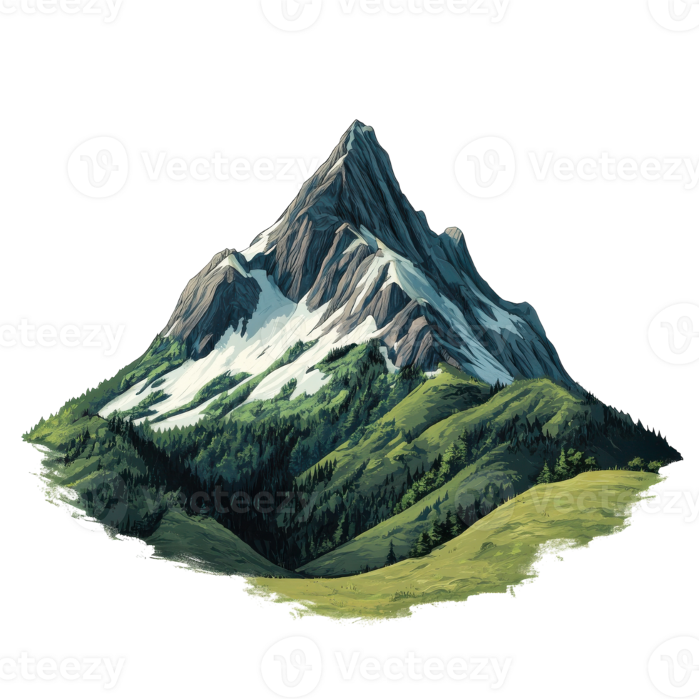 Majestic Mountain Peak on transparent background. png