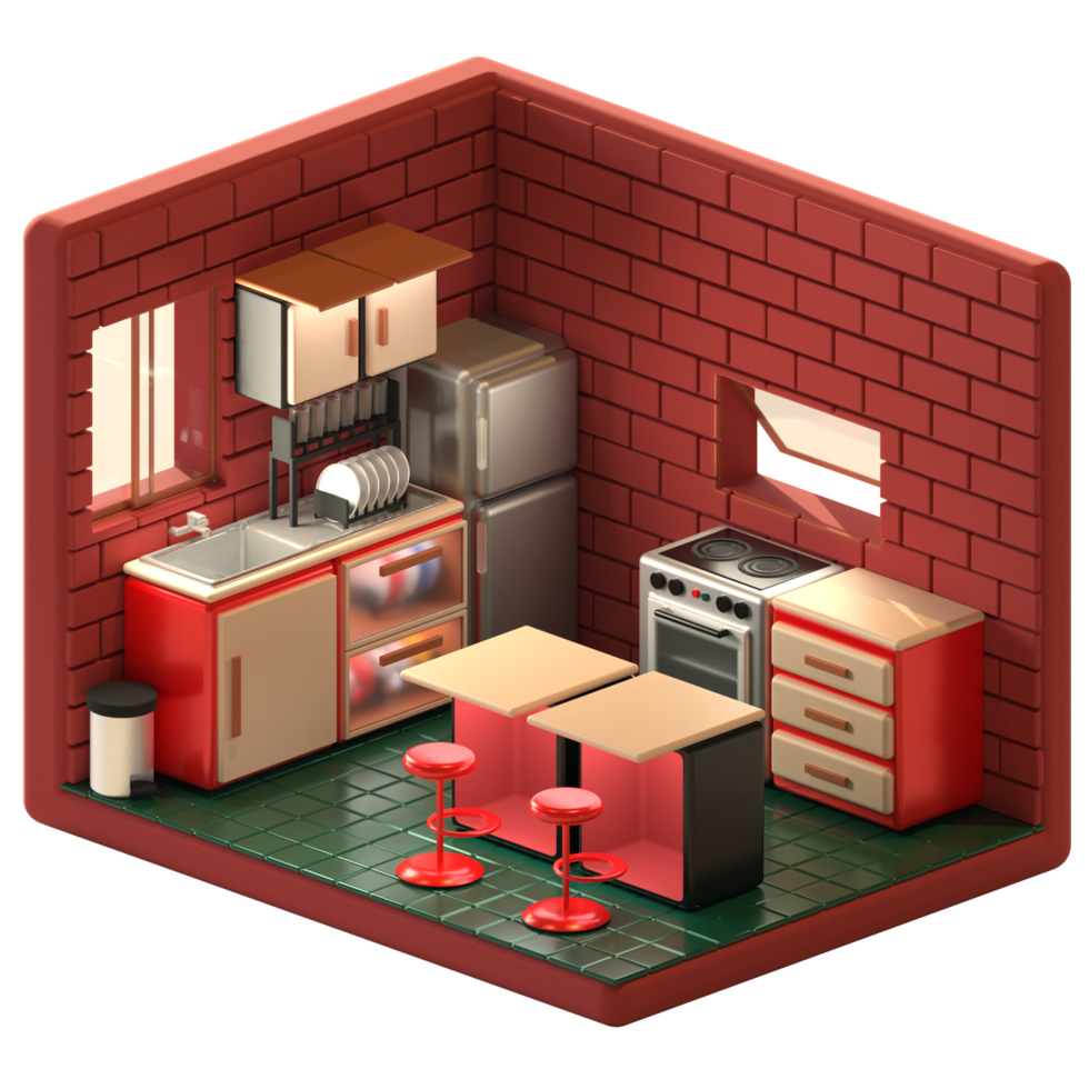 3D Isometric Kitchen png