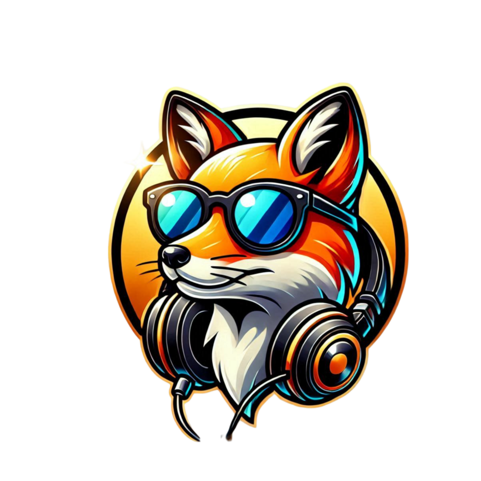 Cool Fox with Sunglasses and Headphones png