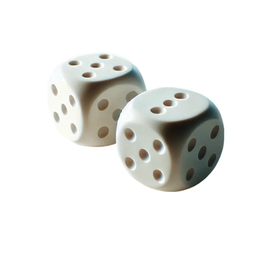 Dice Showing Three and Four on Clear Background png
