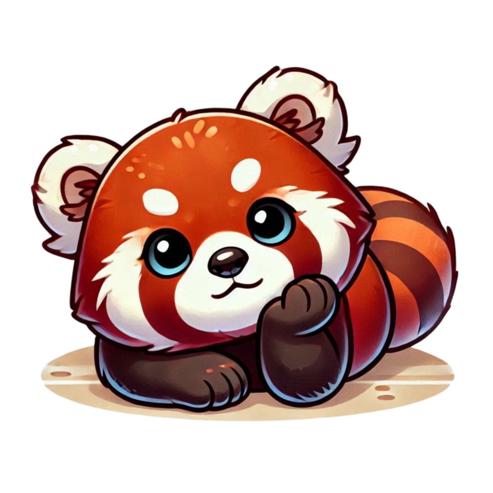 Playful Cartoon Red Panda with Fluffy Tail png