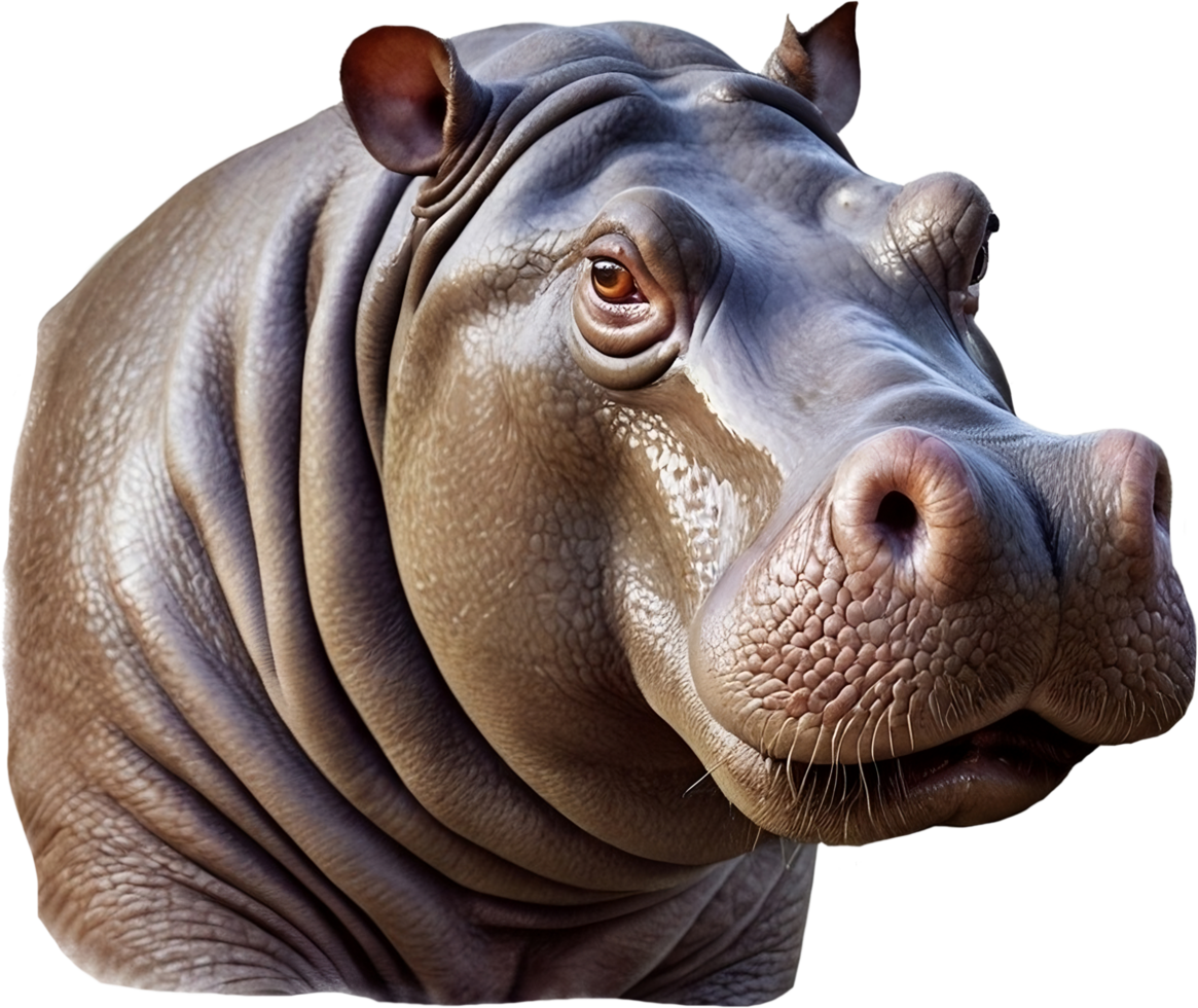 Portrait of hippopotamus, hippopotamus head png