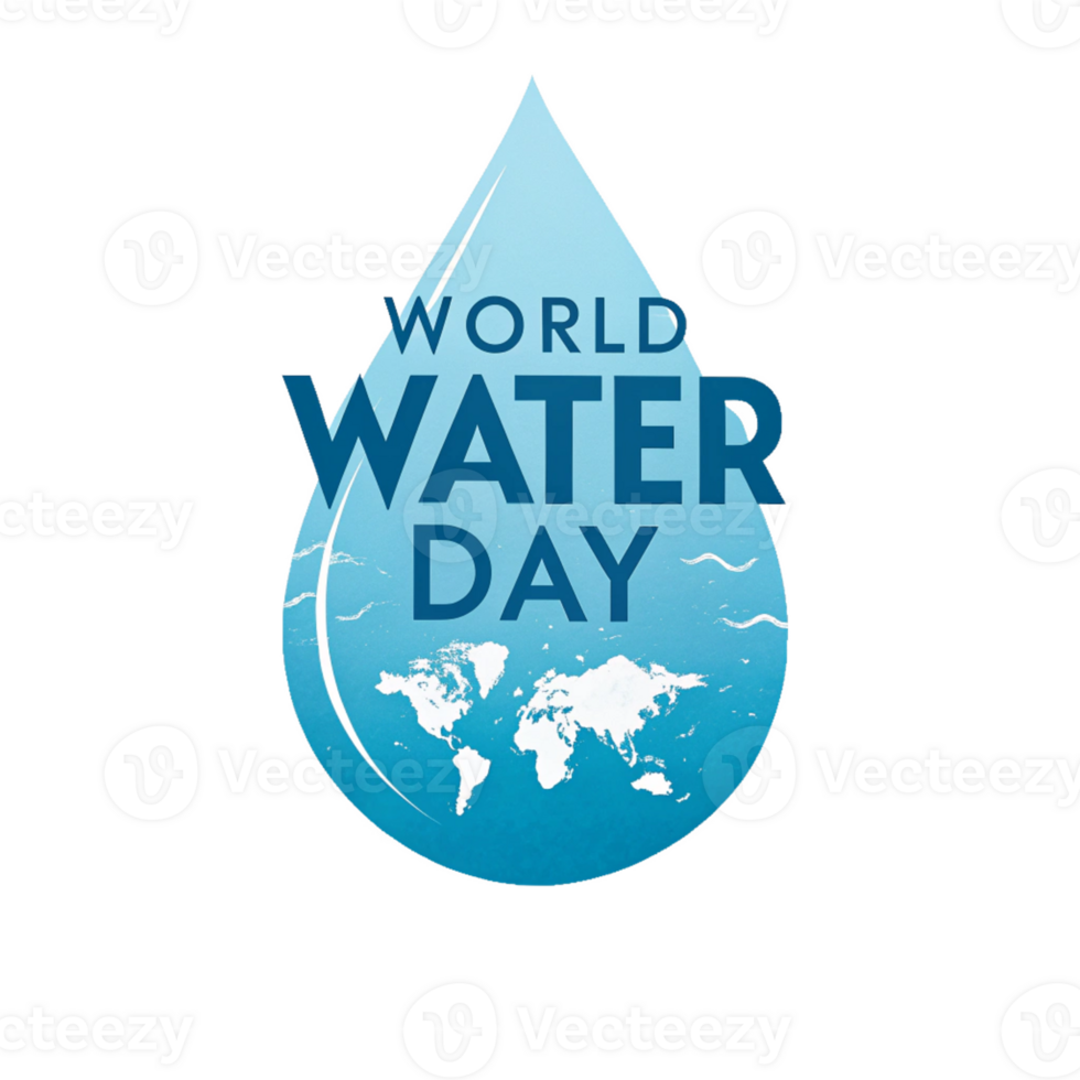 World Water Day Awareness Graphic with Earth Inside a Water Droplet for Environmental Sustainability png