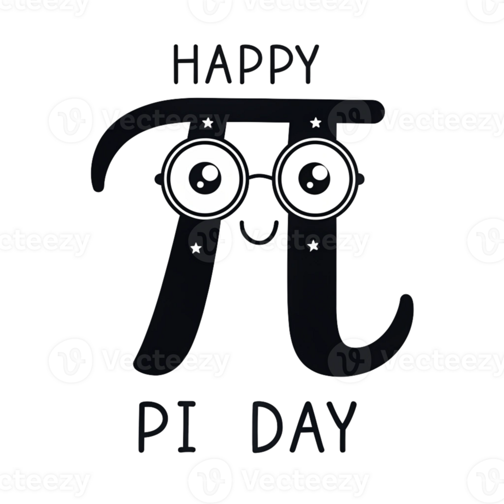 Black and White Pi Day Typography with a Geeky Pi Symbol png