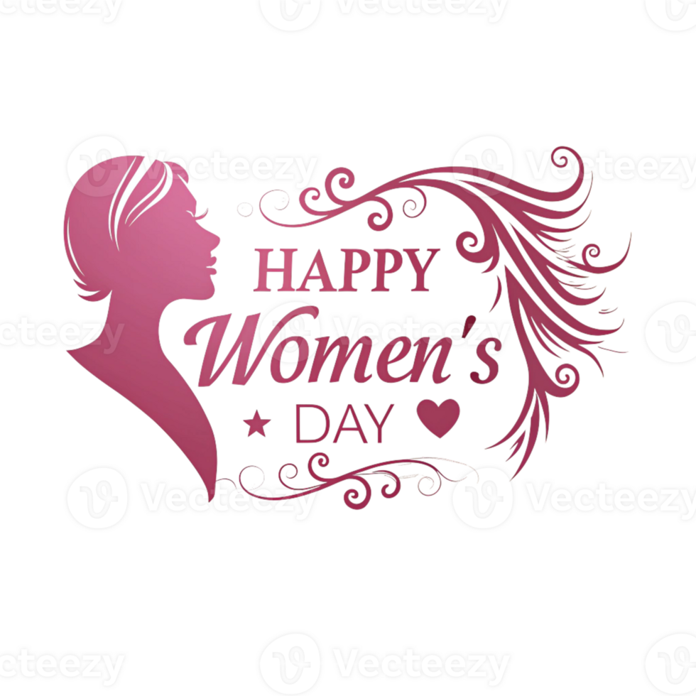 Modern Women's Day Greeting Illustration - Stylish Female Silhouette with Artistic Typography png