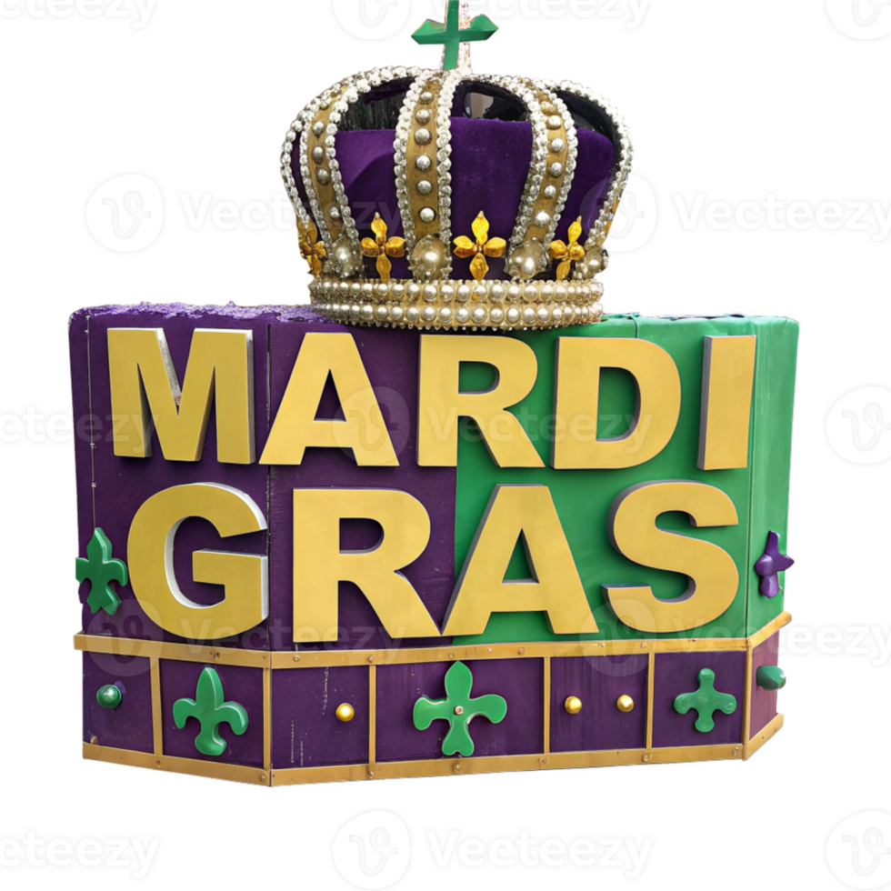 Luxurious Mardi Gras Crown with Gold and Purple Royal Design for Carnival Celebrations png