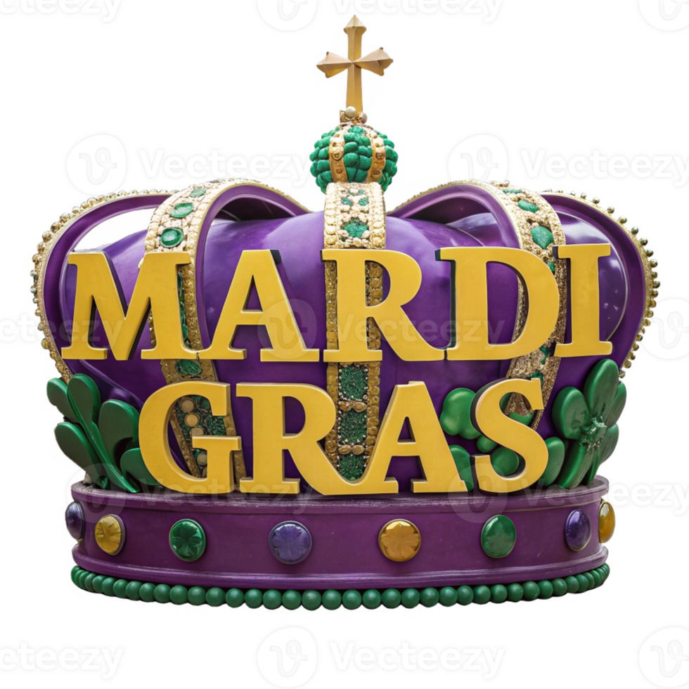 Majestic Mardi Gras Crown with Gold and Purple Royal Design for Festive Celebrations png