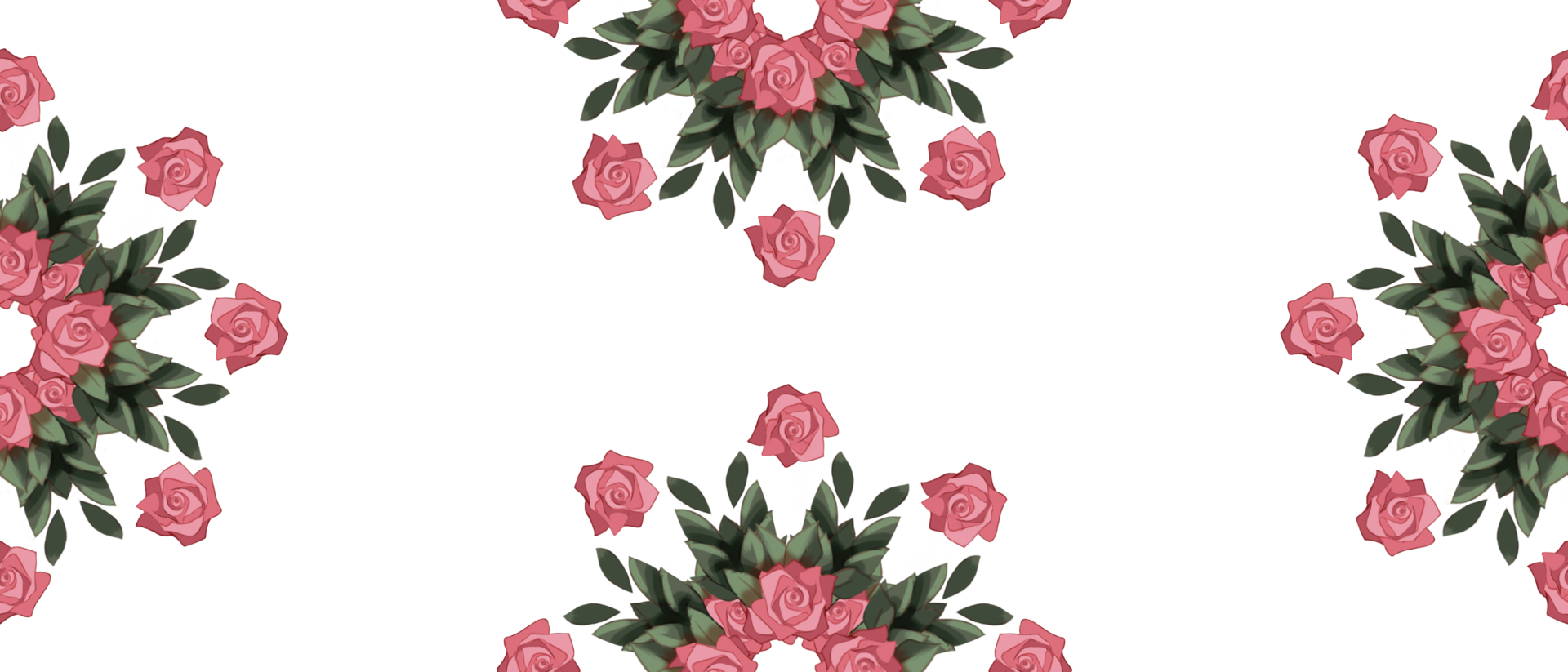 seamless floral pattern with symmetrical pink roses and lush green leaves arranged in a geometric style fit for fabric prints, wallpaper, gift wrapping, home decor, wall art png