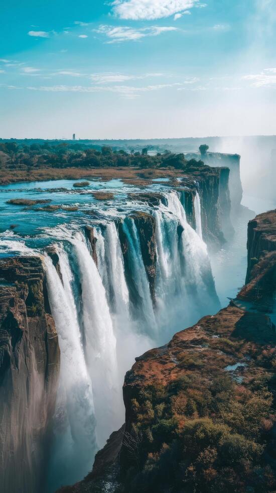 Victoria falls on zambezi river in zimbabwe photo