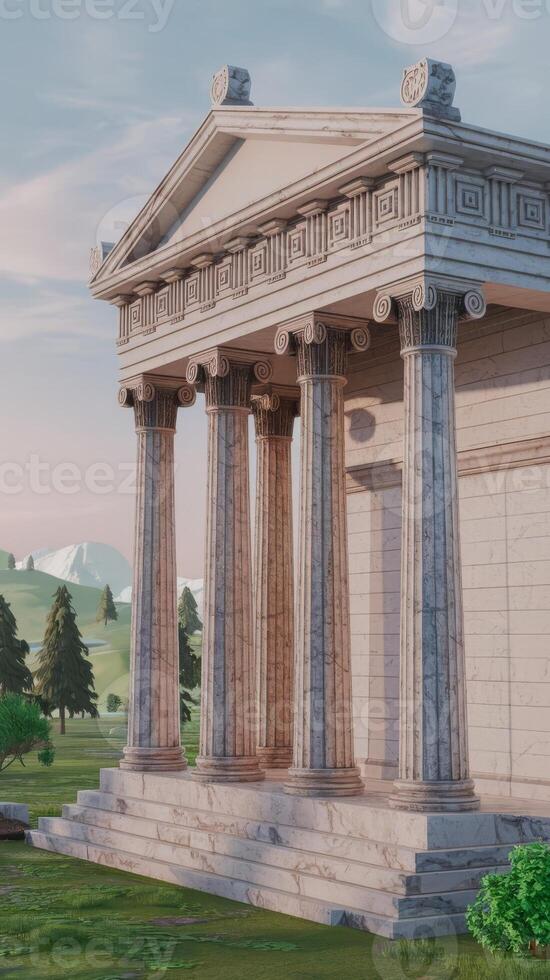 A 3d rendering of a greek temple photo