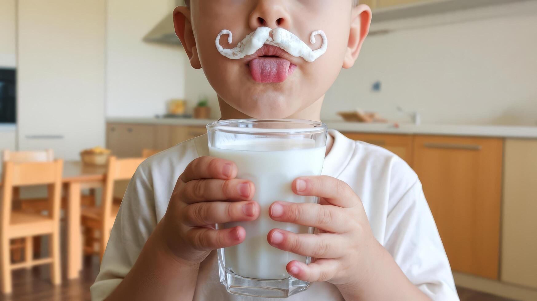 A young boy with a mustache and mustache on his face photo