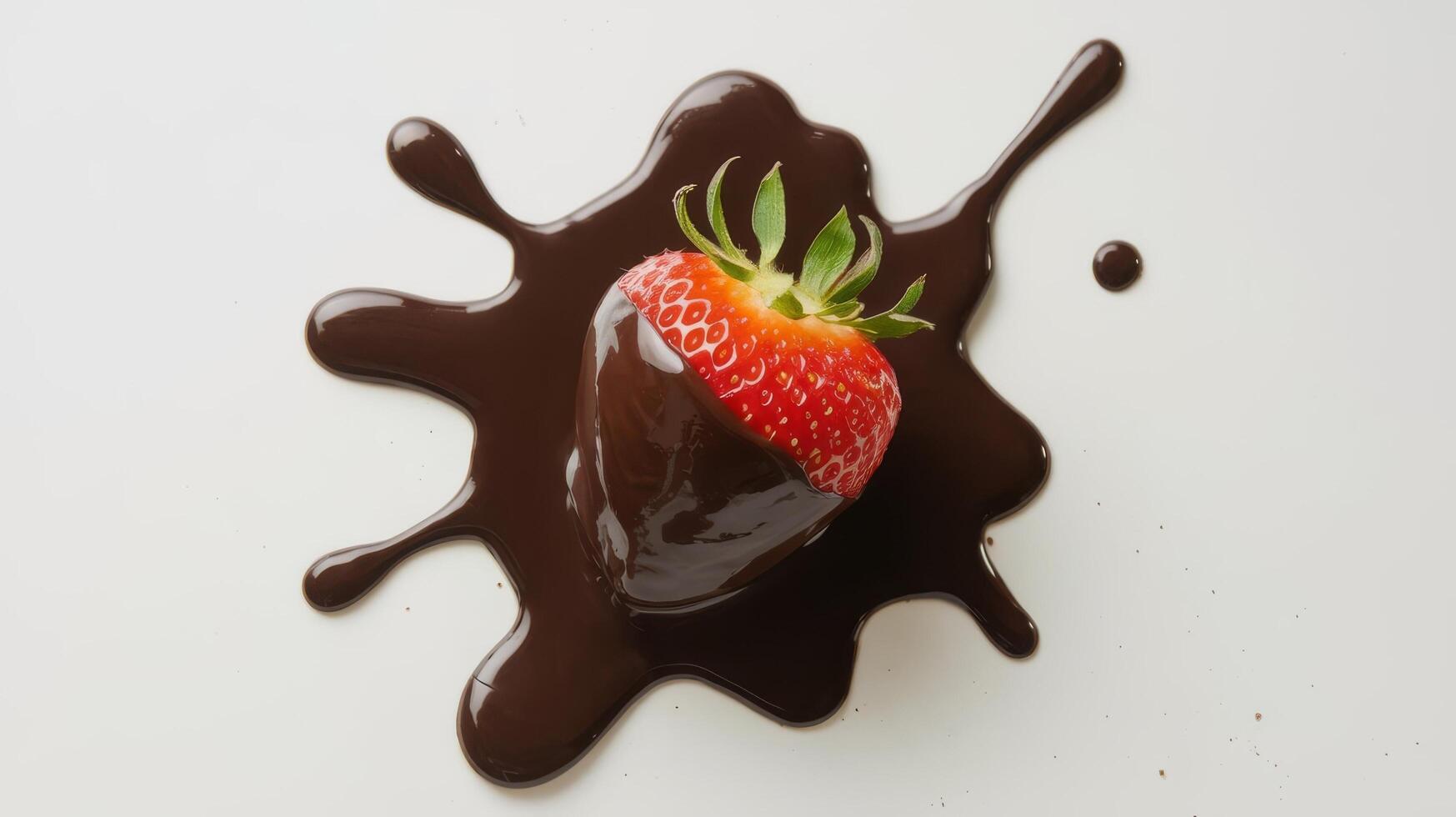 Strawberry in chocolate spalsh on white background photo