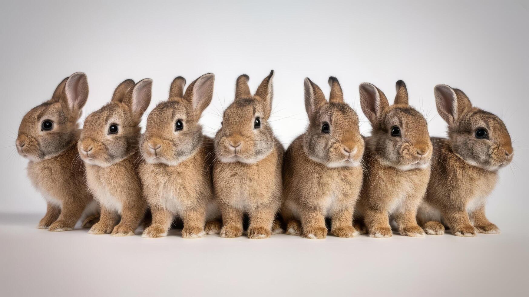 A group of rabbits standing in a row photo