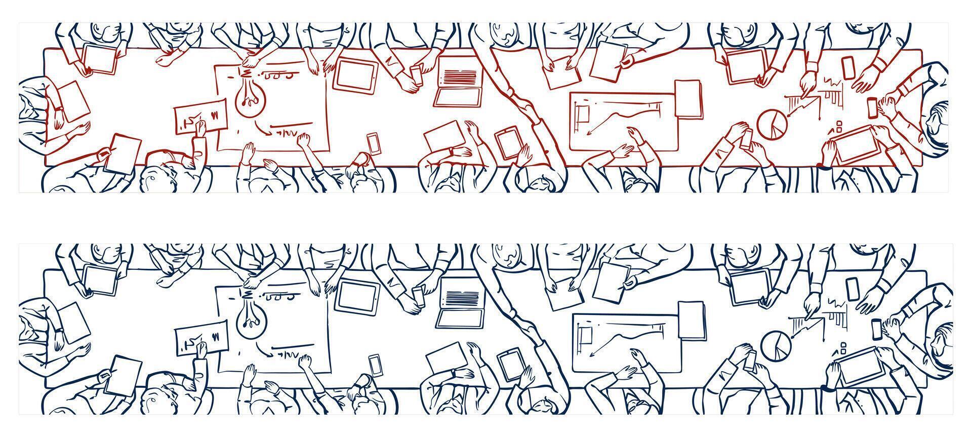 Dynamic team collaboration in a meeting, ideal for business and teamwork concepts vector