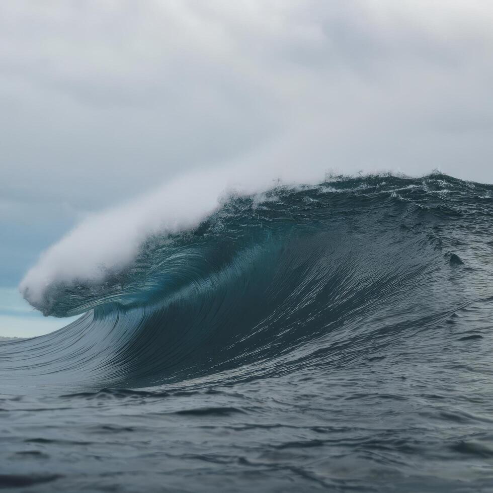 A large wave is breaking on the ocean photo