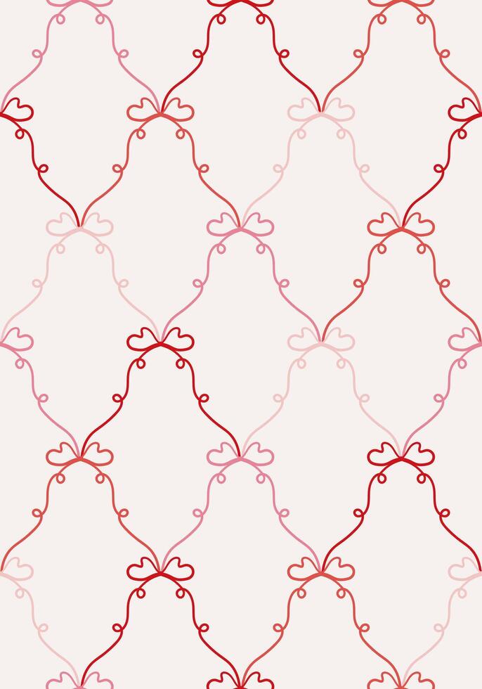 Coquette ribbon bow seamless pattern for fabric, wallpaper, wrapping paper. Classic print design vector