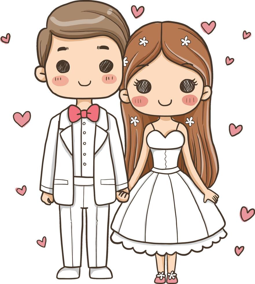 Bride and groom with wedding vector