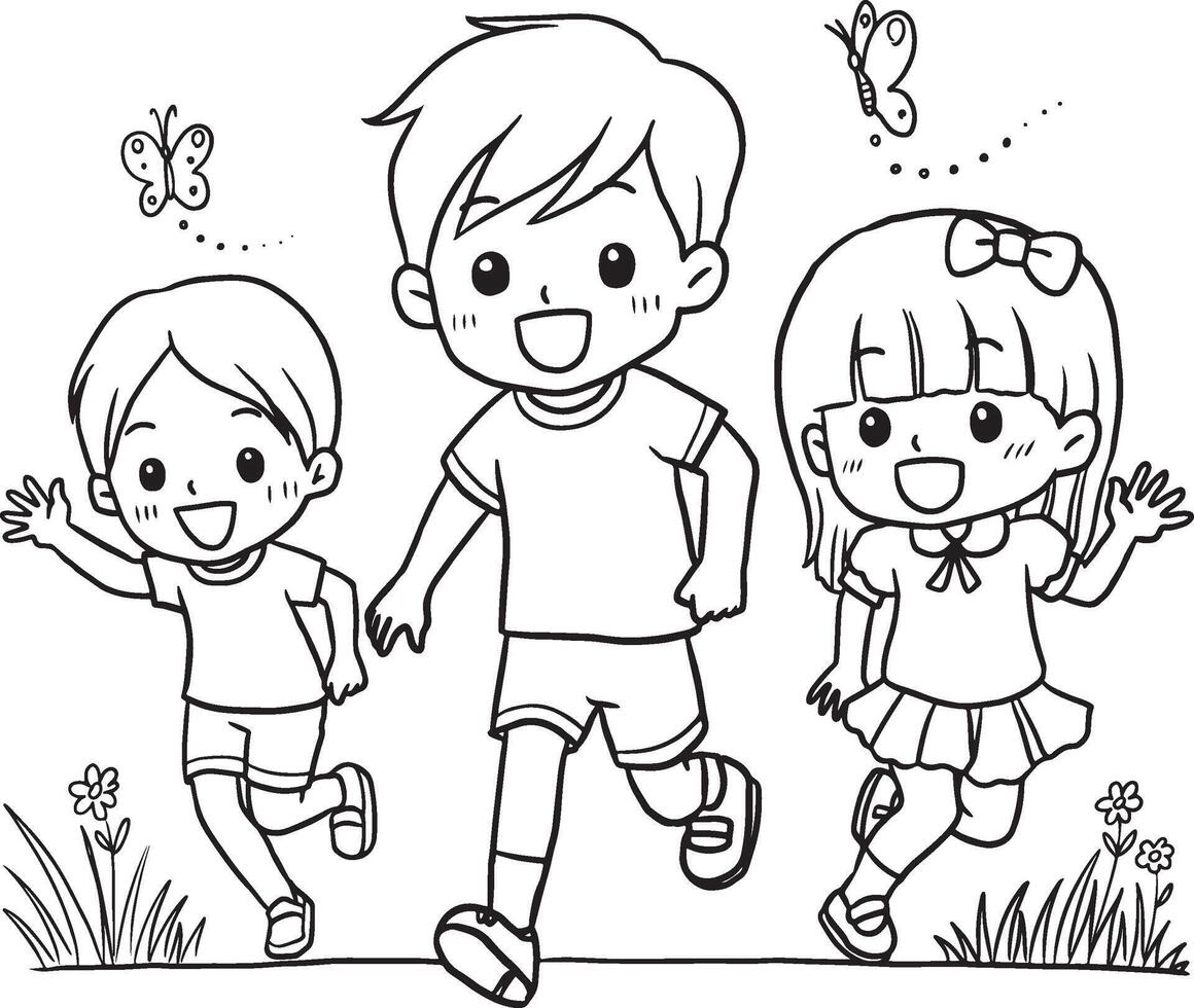 Children playing in the park vector