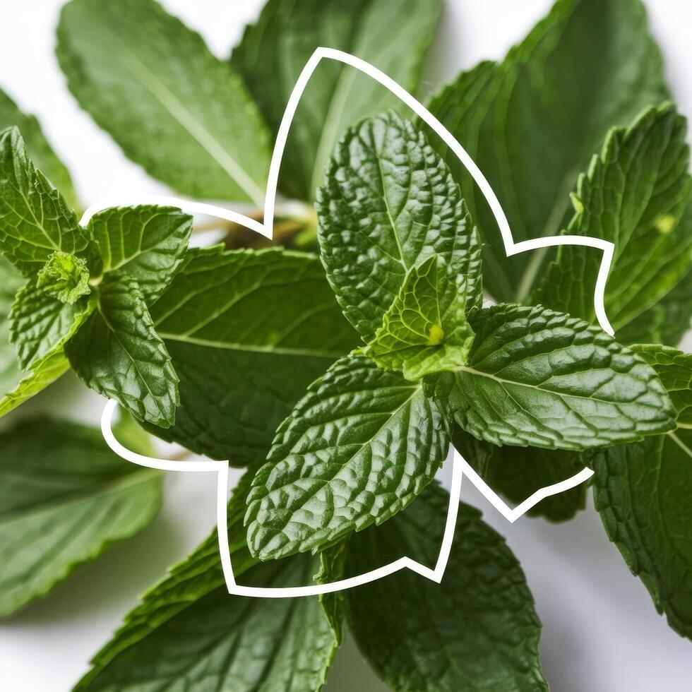 Spearmint or mint leaves on white background mint clipping path mint macro studio photo