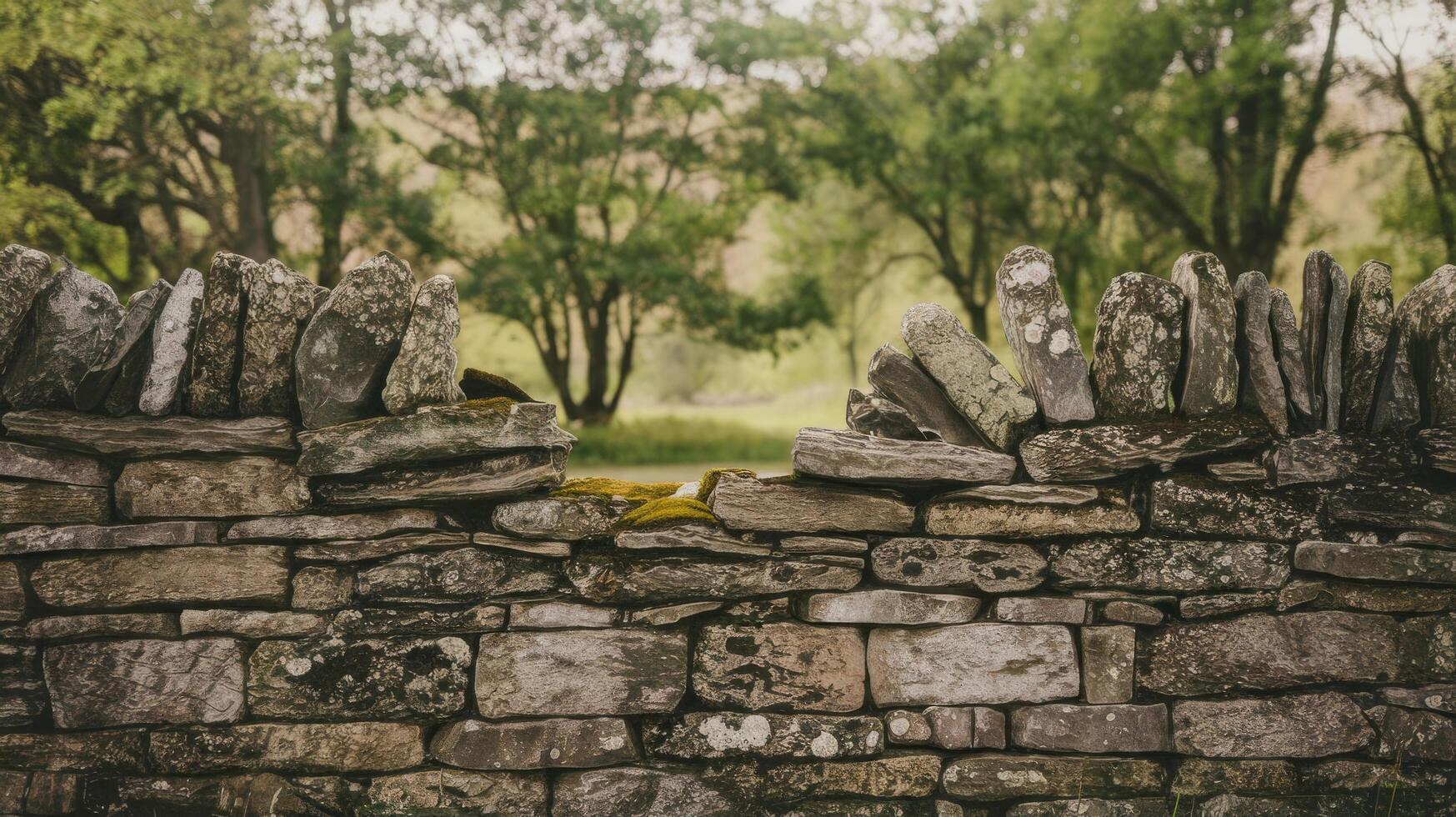Stone wall in the countryside photo