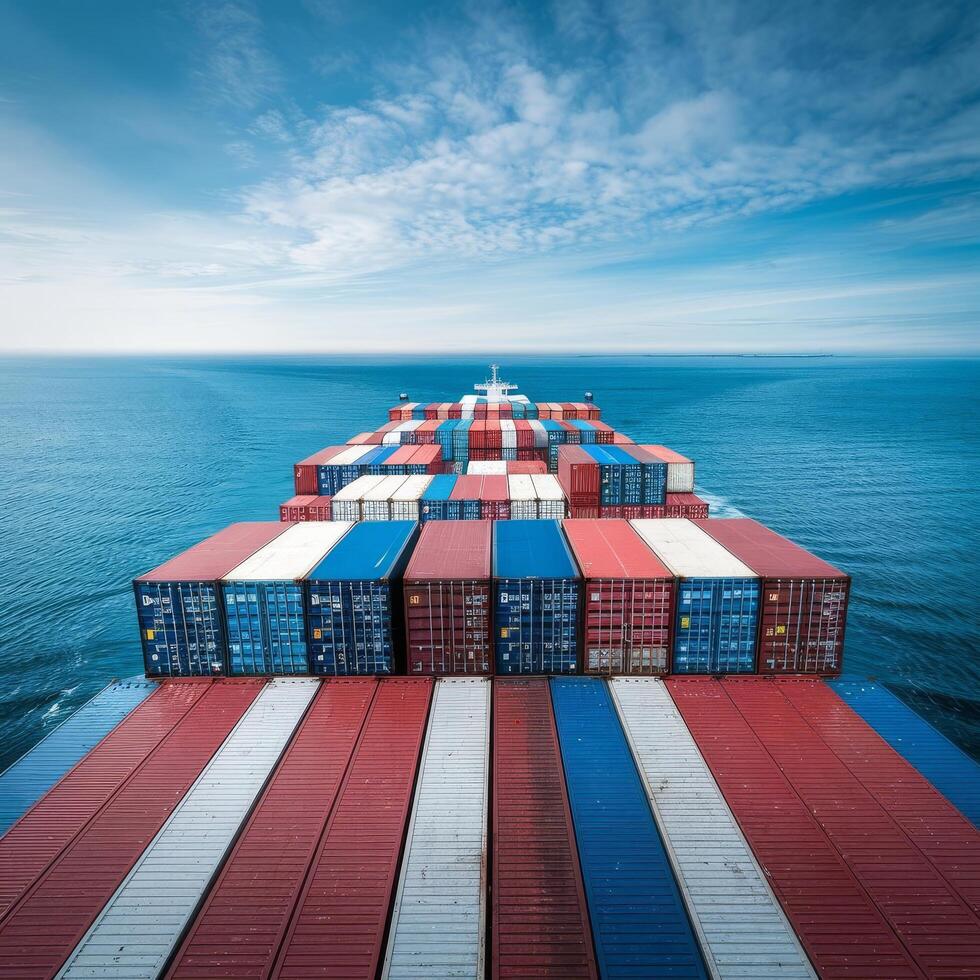 A container ship is loaded with cargo photo