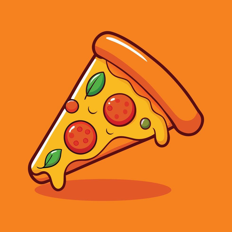 Pizza Slice Melted Floating Cartoon Illustration vector