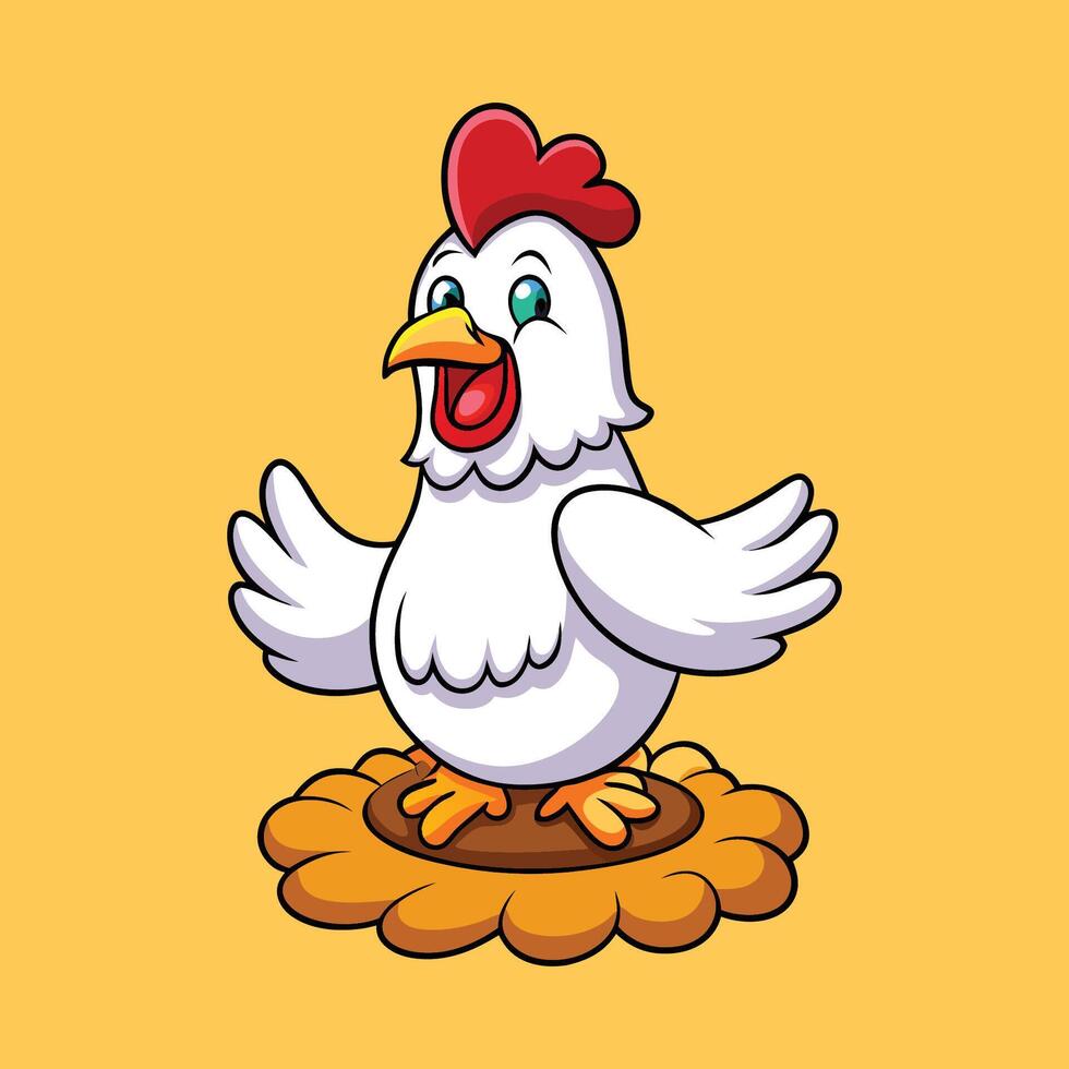 Cute Chicken Meditation Yoga on Egg Cartoon Illustration vector
