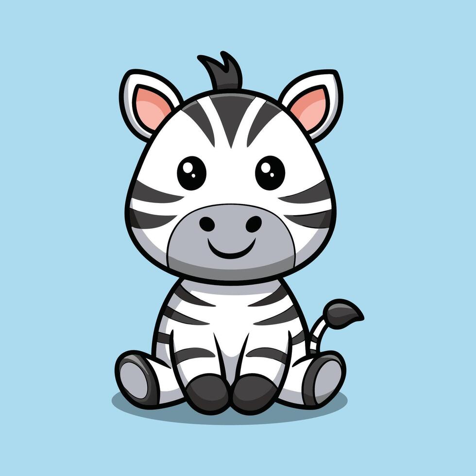 Cute Zebra Sitting Cartoon Illustration vector