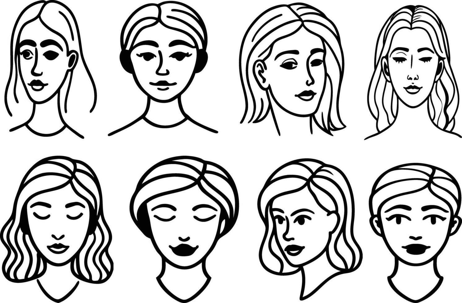 Minimalist woman face silhouette drawing vector