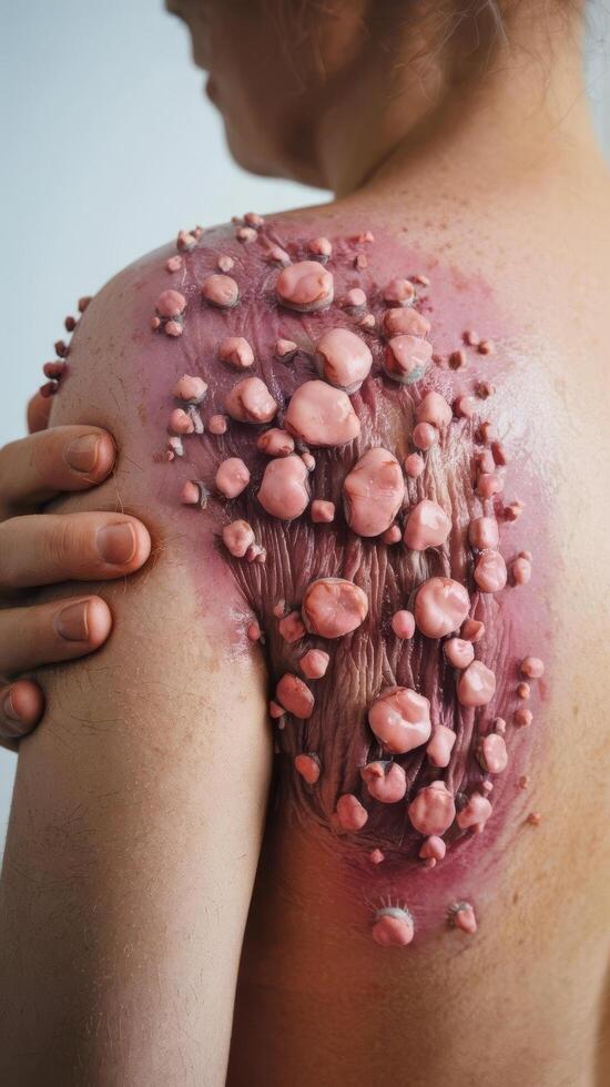 A woman with a rash on her back photo