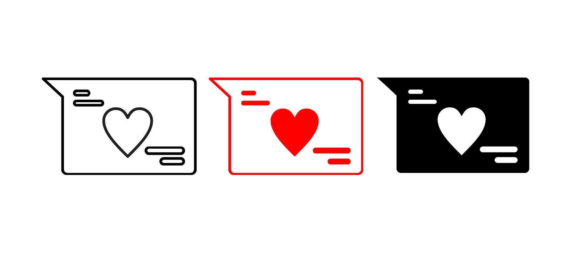 Love chat message icon or logo, chat icon with a heart symbol vector