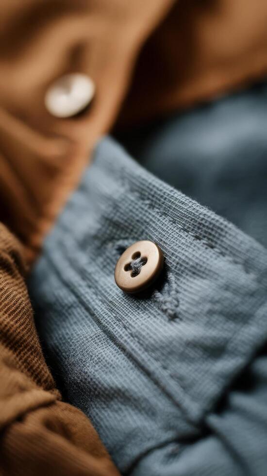 Closeup of button on a blue shirt photo