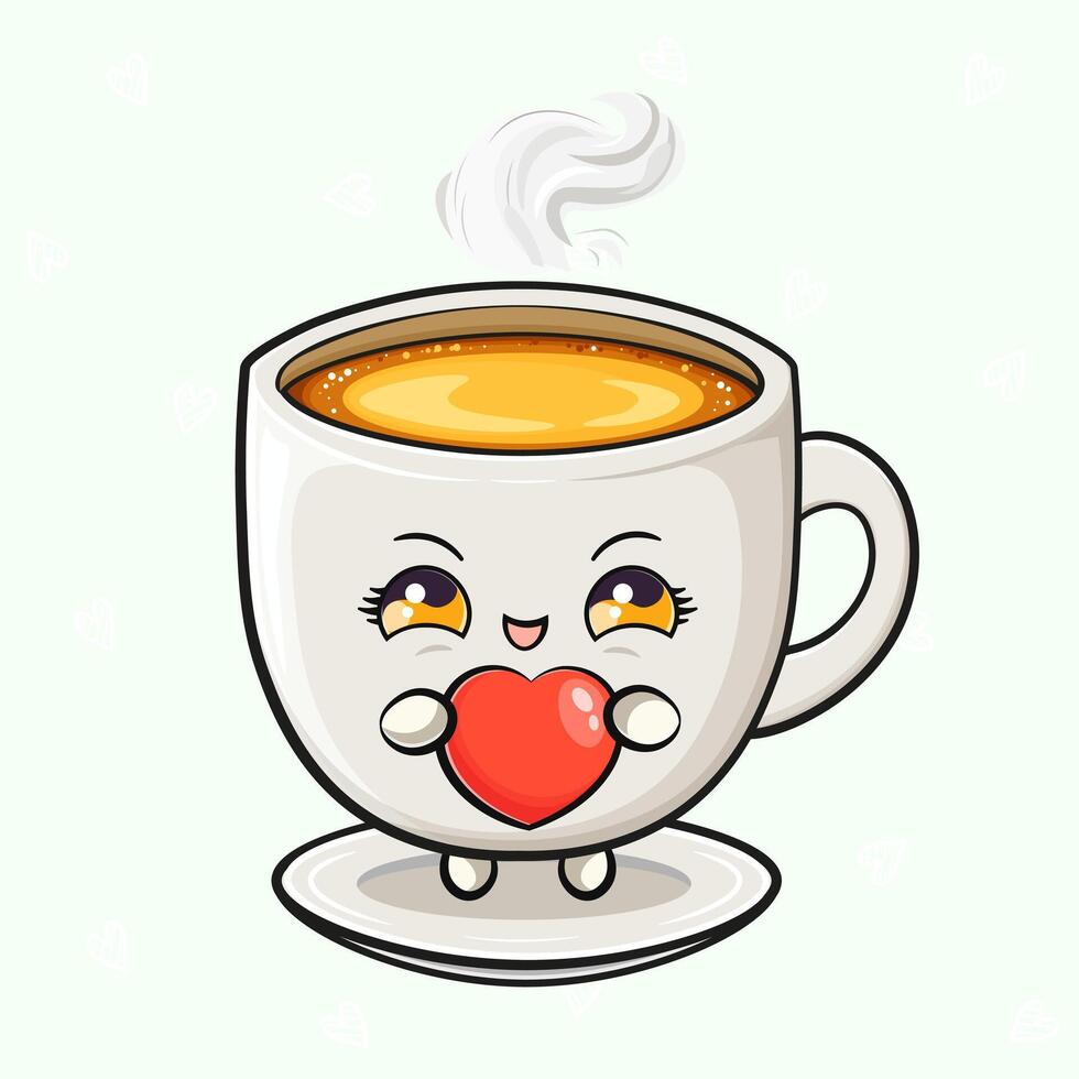 Coffee Cup with Heart. Cheerful Mug in Cozy Setting vector