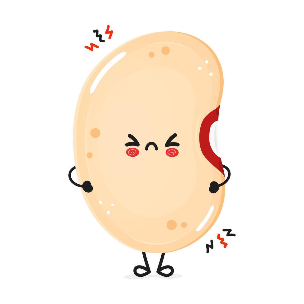 Unhappy Beans Character. Grumpy Legume with Displeasure vector
