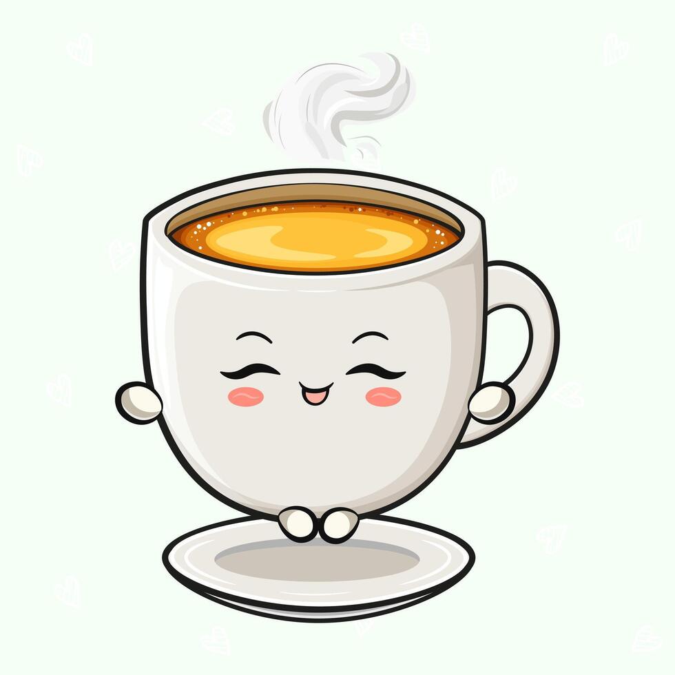 Yoga Coffee Cup. Relaxing Mug with Smiling Face vector