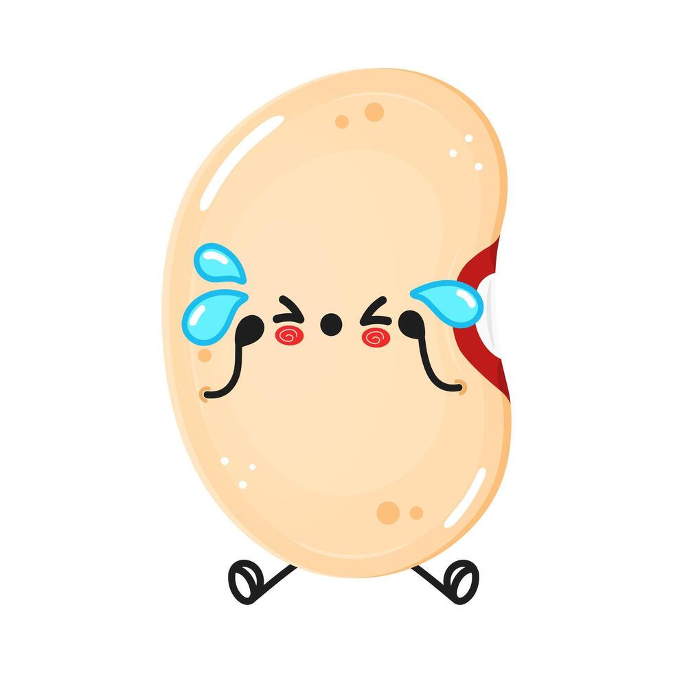 Sad Beans Character. Tearful Legume vector