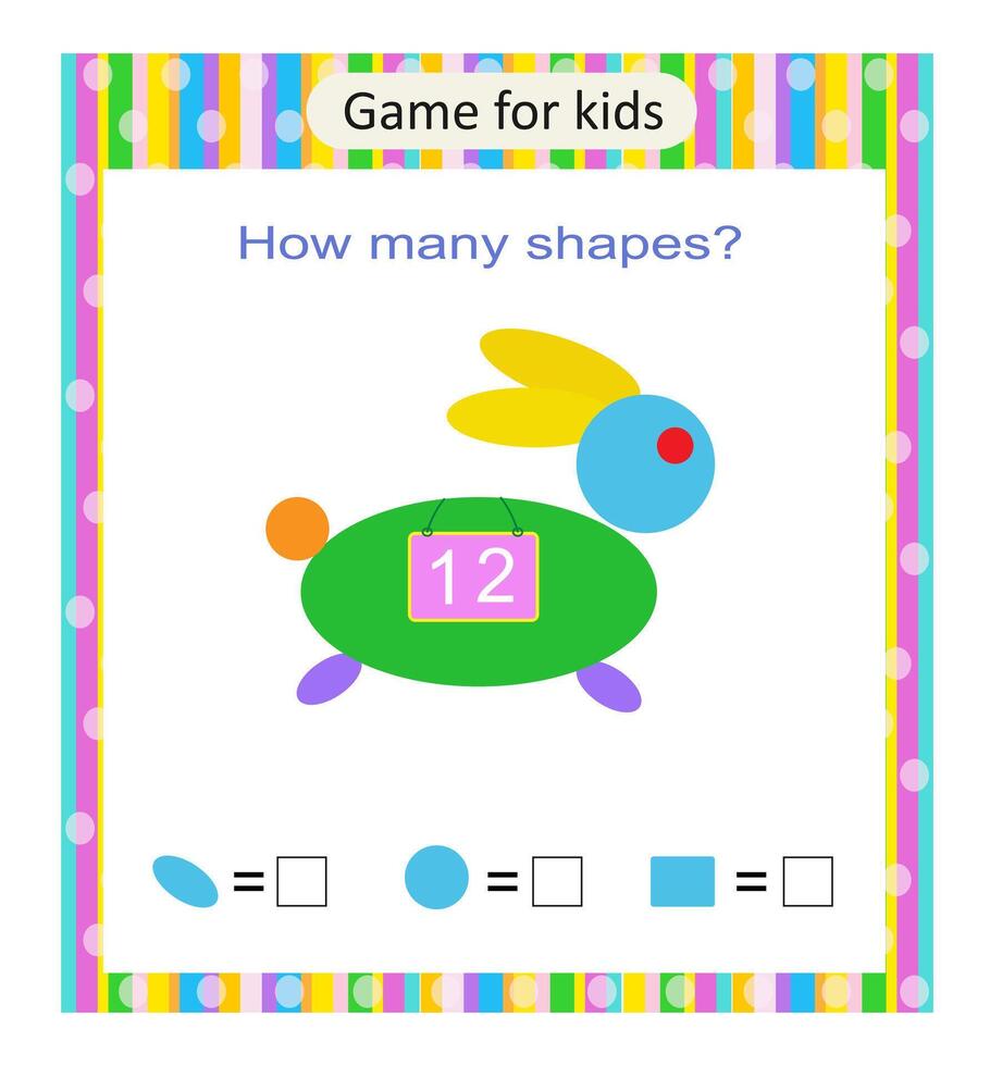 Math game for kids. How many shapes are there vector