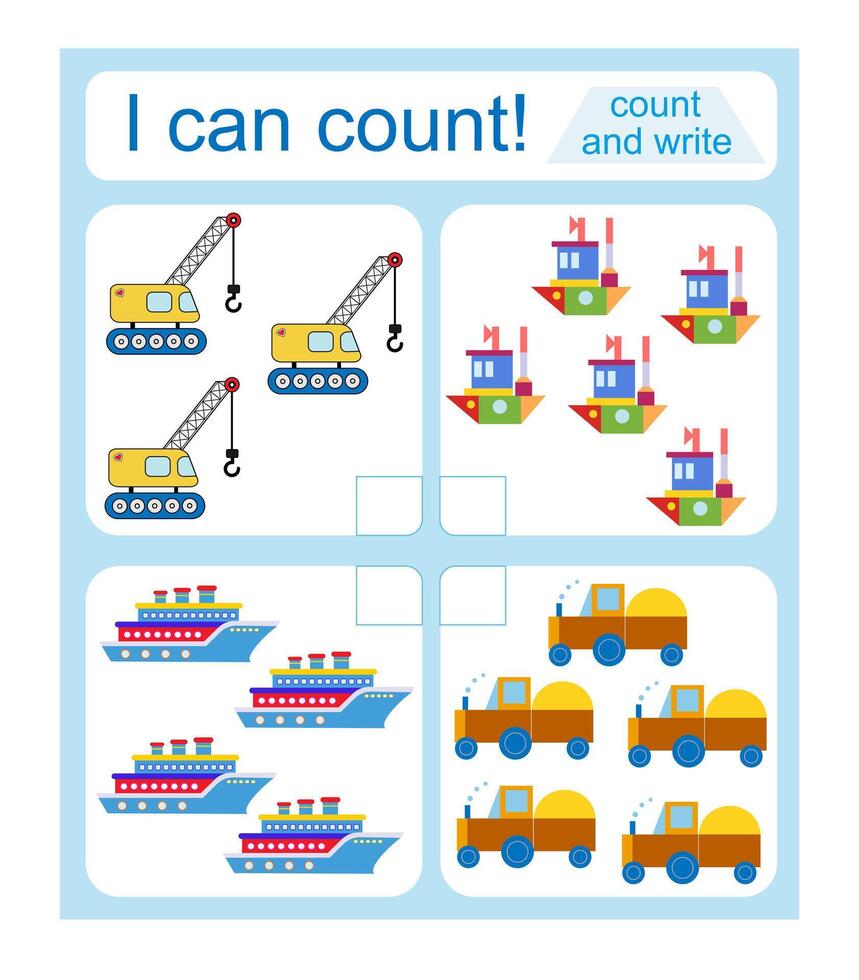 Math game for children. I can count. vector
