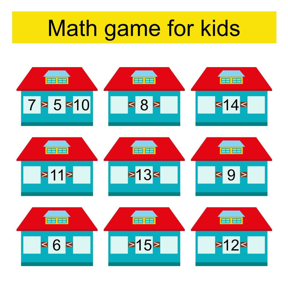 Math activity for kids. Developing numeracy skills. Number range up to 20. . vector