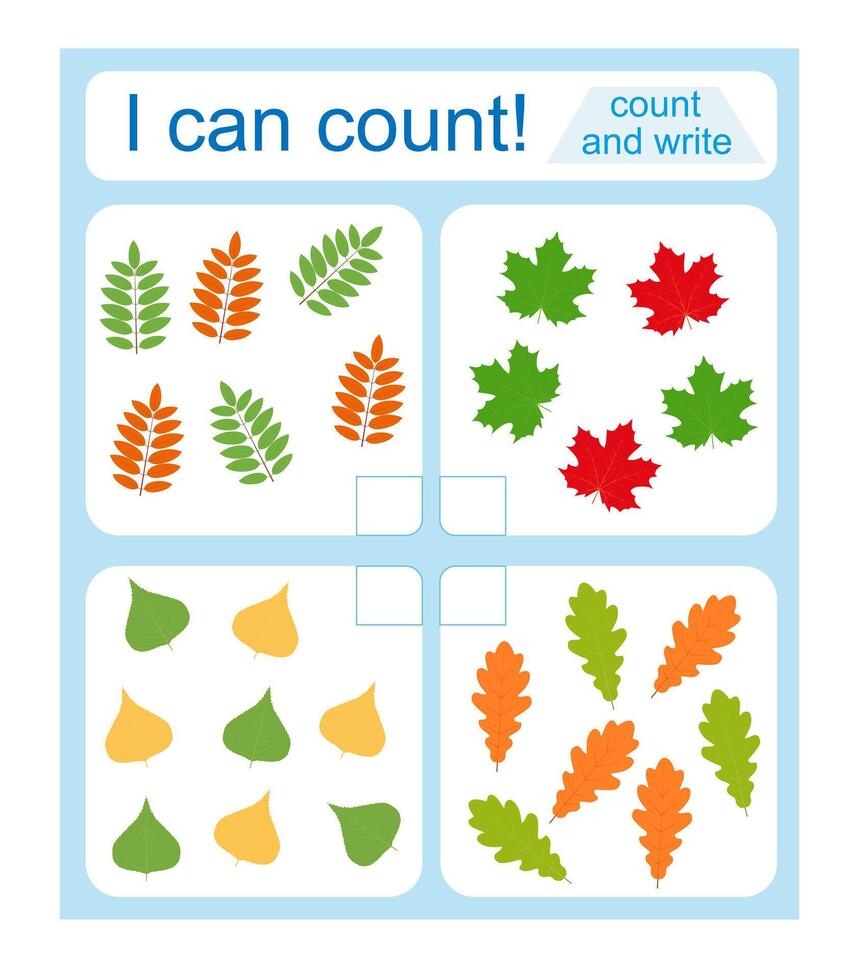 Math game for kids. I can count. vector
