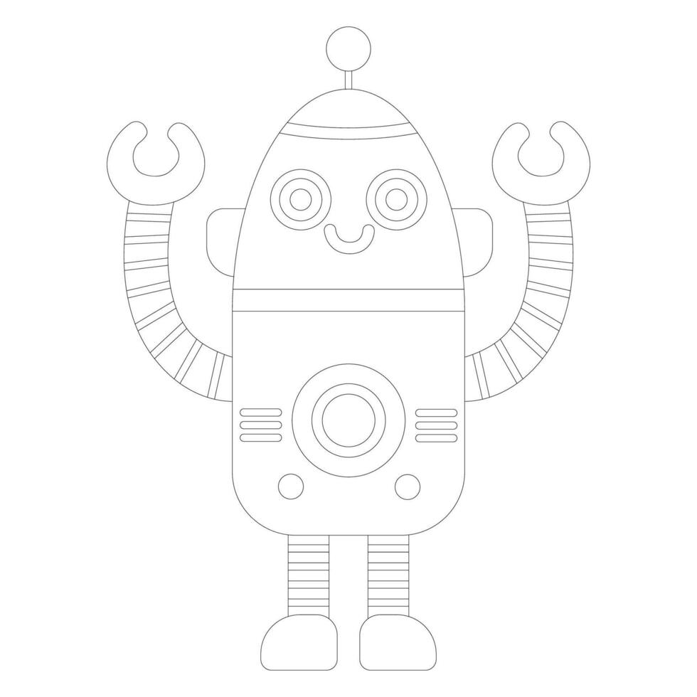 Oval robot with hands up vector