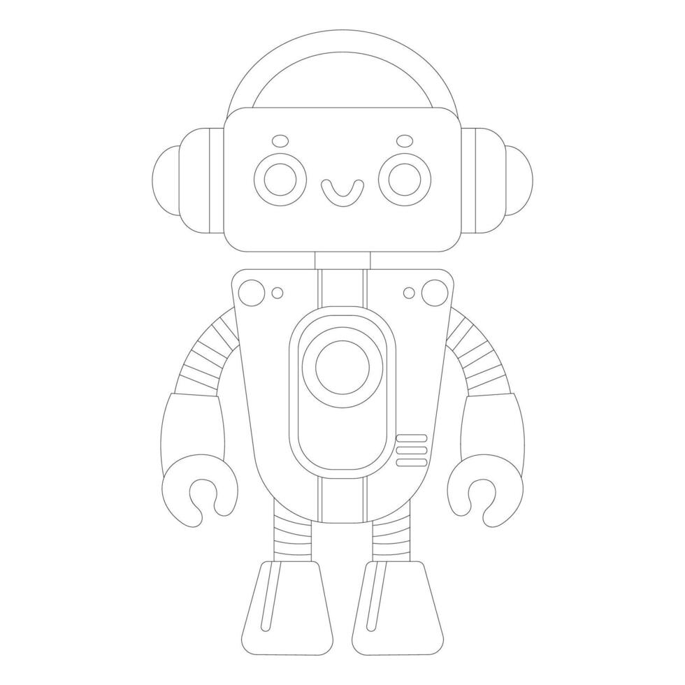 Cheerful robot with headphones vector