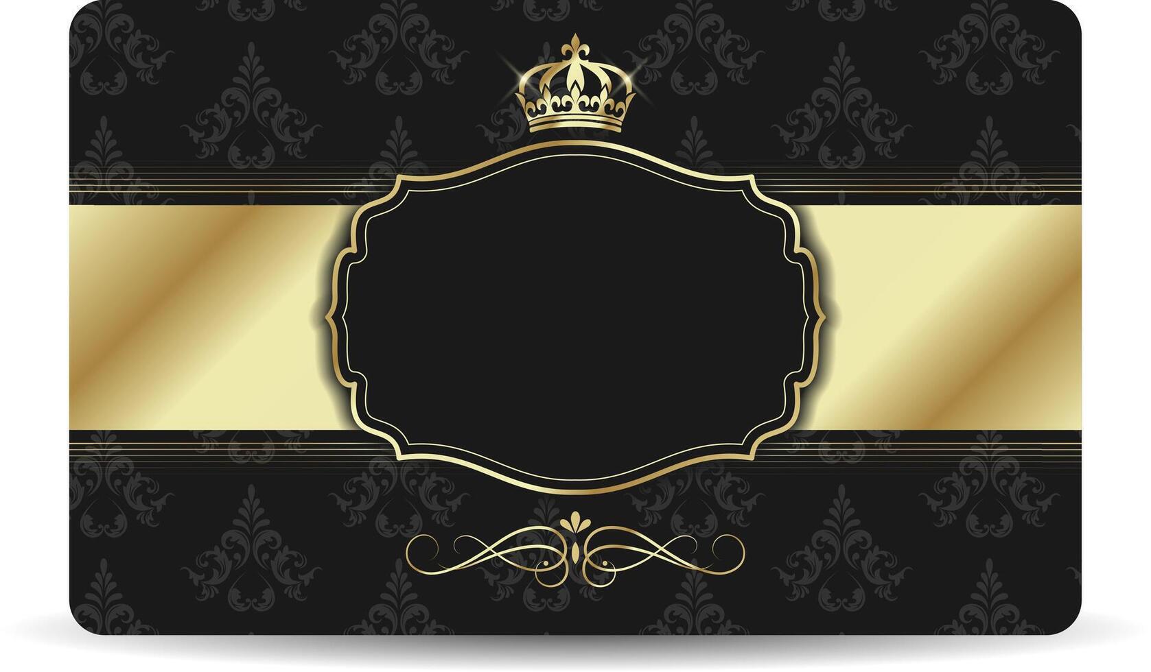 VIP card black with crown and vintage pattern vector