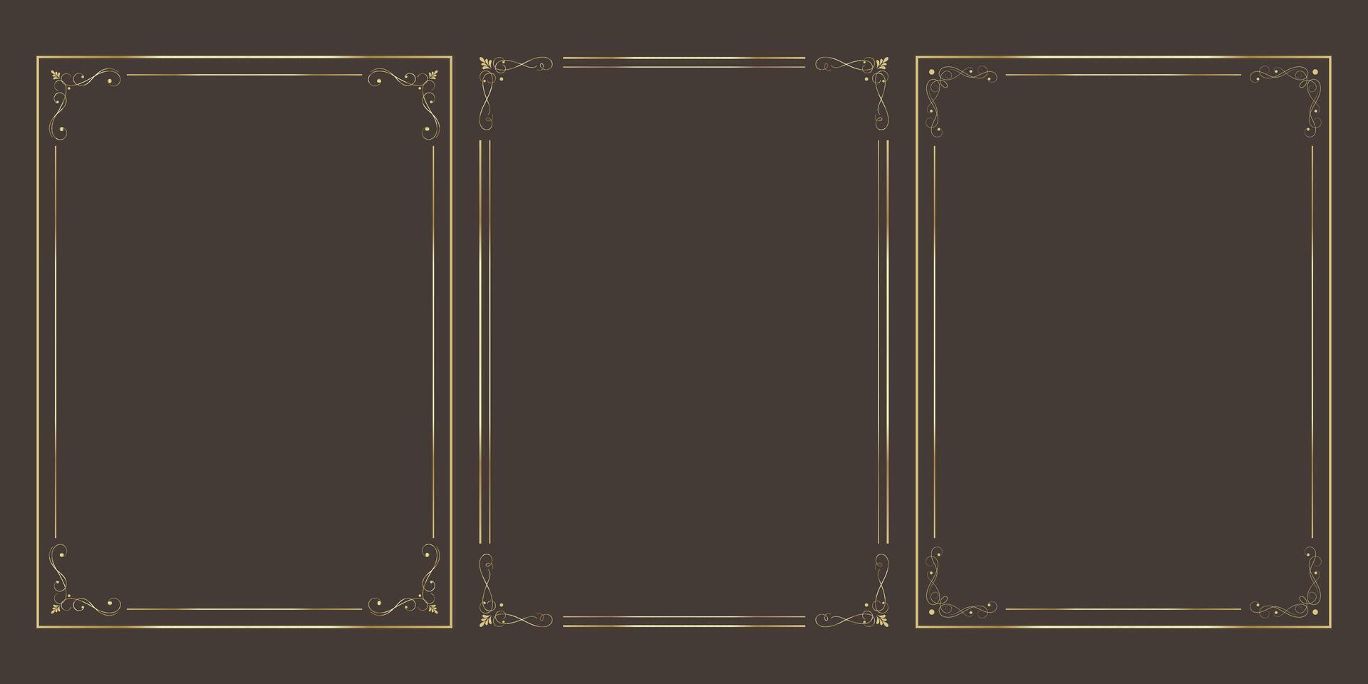 Set of three vintage frames with decorative corners vector