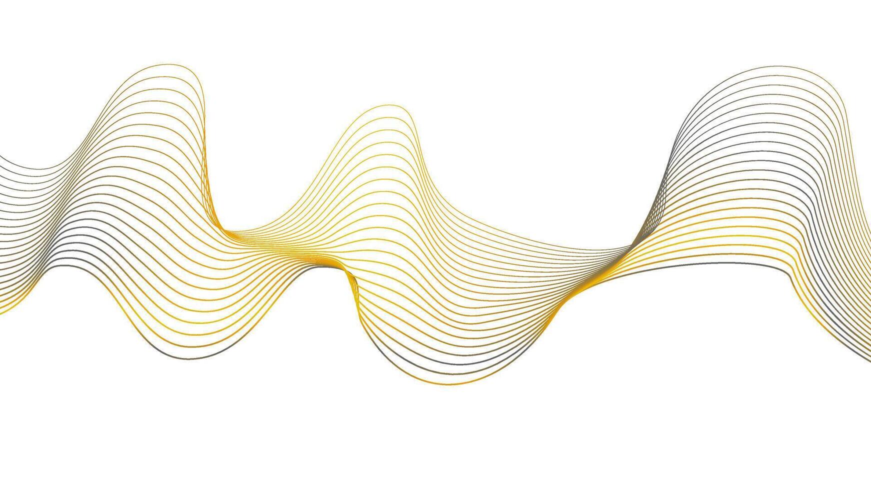 Abstract gray and yellow wave element for design. Stylized line art background illustration vector