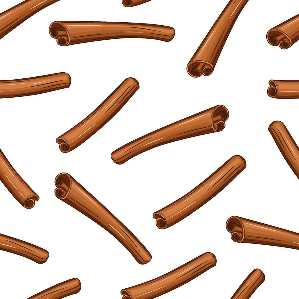 Cinnamon seamless pattern. Cinnamon sticks background. Organic food concept. Cinnamon pattern for fabric, packaging, coffee and bakery shops. vector