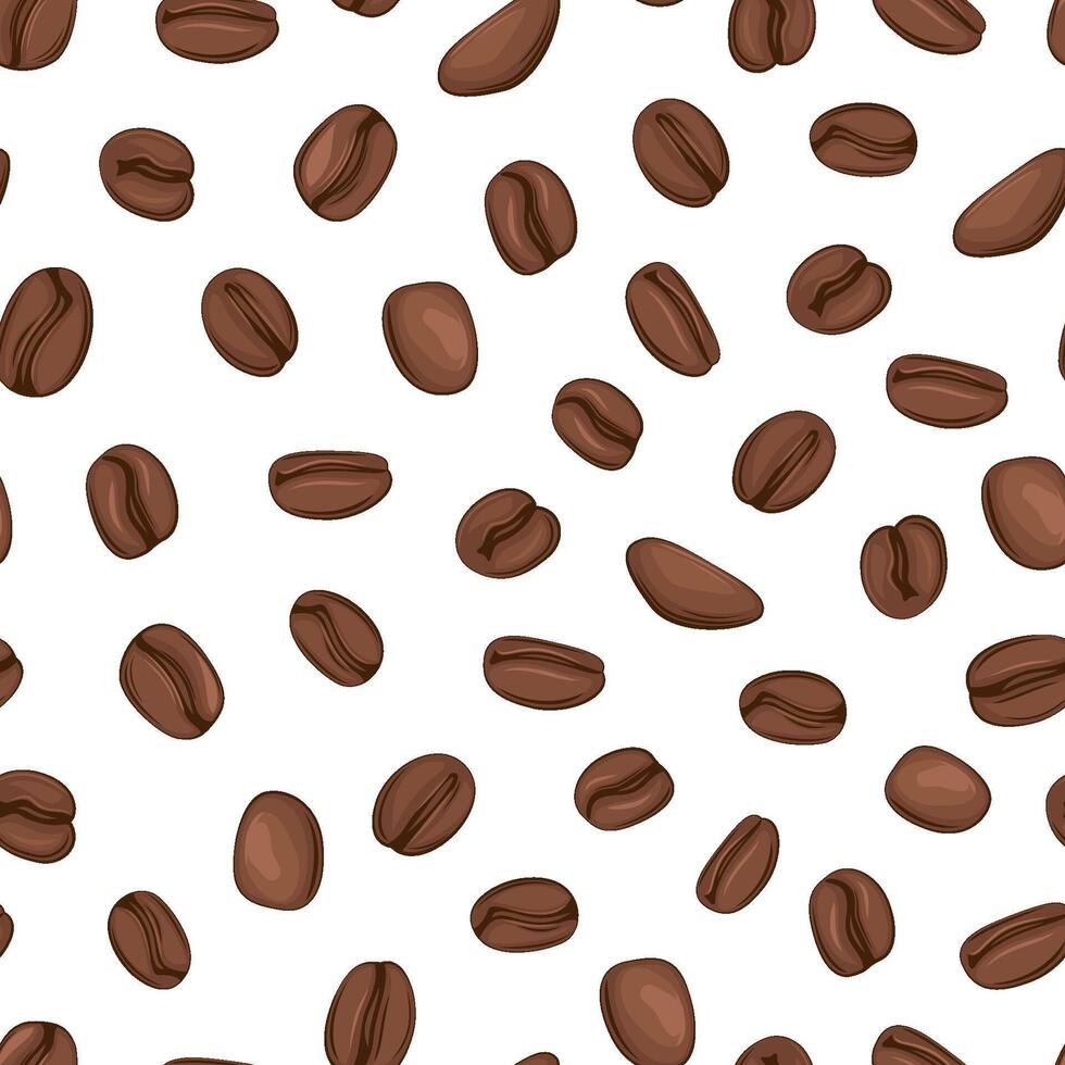hand Drawn Coffee seamless pattern. Coffee beans seamless. Coffee background. Coffee beans patterns for fabric, packaging, coffee shops. Hand Drawn illustration vector