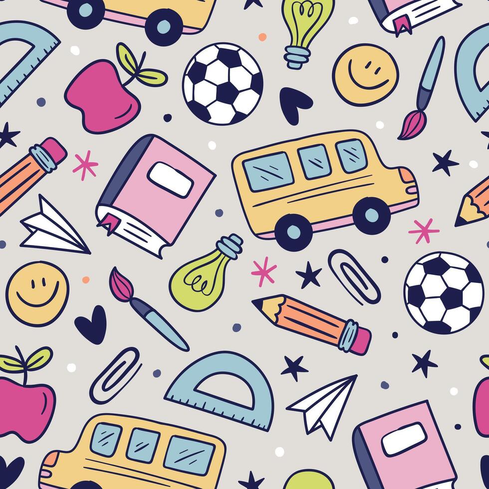 Back To School Pattern Hand Drawn Back To School Background vector